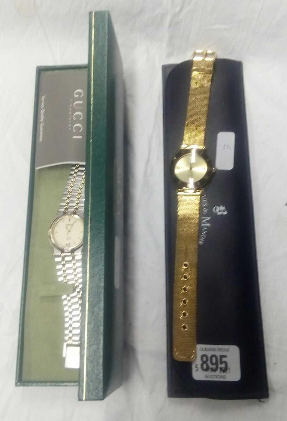 2 BOXED WATCHES - 1 BY GUCCI & JACQUES DU MANOIR