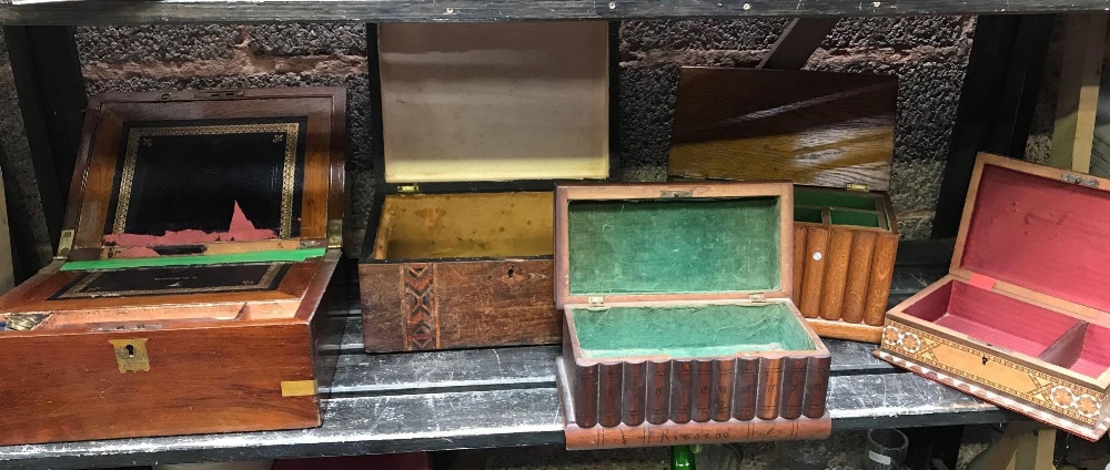 5 VINTAGE WOODEN BOXES, SOME INLAID - Image 2 of 2