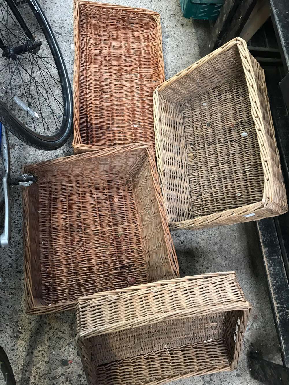 4 OPEN TOP WICKER BASKETS