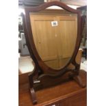 INLAID MAHOGANY SHIELD SHAPE SWING MIRROR