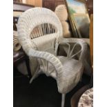 WHITE WICKER CHAIR