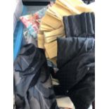 LARGE CONTAINER OF MATERIAL & CURTAINS