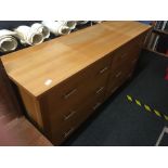 TEAK LONG CHEST OF 6 DRAWERS (59''W)
