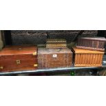 5 VINTAGE WOODEN BOXES, SOME INLAID