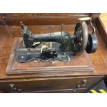 FRISTER ROSSMANN ANTIQUE SEWING MACHINE IN INLAID BOX