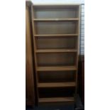 TALL MODERN OAK EFFECT BOOKCASE WITH ADJUSTABLE SHELVING (76''H X 31''W)