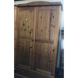 PINE DOUBLE DOOR WARDROBE WITH DRAWER