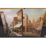 3 CANVAS'S DEPICTING EASTERN SCENES & A F/G FLORAL PICTURE & 2 BIRD PICTURES