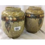 2 ART NOUVEAU VASES BY CRANSTON POTTERY - 1 WITH SMALL CHIP