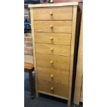 TEAK NARROW CHEST OF 7 DRAWERS