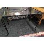 BLACK METAL & GLAZED COFFEE TABLE