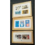 SET OF 3 NEW FRAMED & MOUNTED PRINTS