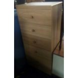 TALL NARROW WOOD EFFECT CHEST OF 5 DRAWERS BY ALSTONS FURNITURE