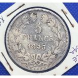 SILVER 5 FRANCS 1843