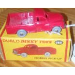 DINKY DUBLO 065 MORRIS PICKUP RED BOXED NEAR MINT & DINKY DUBLO 067 AUSTIN TAXI (FX3) BLUE LOWER