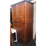 PINE DOUBLE DOOR WARDROBE WITH DRAWER A/F