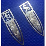 2 SILVER ENGRAVED BOOK MARKS