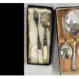 BOX WITH DESERT SERVING SPOONS & PICKLE & SPOON WITH M.O.P HANDLES