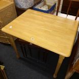 POLISHED PINE KITCHEN TABLE WITH TURNED LEGS - 34'' X 26''