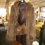 LADIES FUR COAT LEATHER HANDBAG