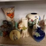 SHELF OF VINTAGE & OTHER CHINA & CERAMIC PIECES