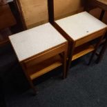 PAIR OF RETRO BEDSIDE DRAWERS WITH PATTERNED TOP