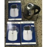 3 VACUUM JUGS NEW IN BOXES & AN ELECTRIC KETTLE