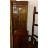 MAHOGANY GLAZED CORNER CUPBOARD