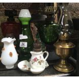 QTY OF GLASS OIL LAMPS A/F