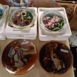 BOX WITH PLATES, 4 NORMAN ROCKWELL, 8 ORIENTAL, 3 LENA LIU FLOWER PLATES