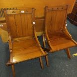 FINE PAIR OF HEAVY PINE CARVED CHAIRS