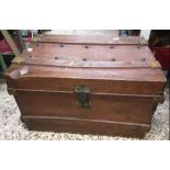 TIN CHEST WITH HINGED LID - 27'' X 19''