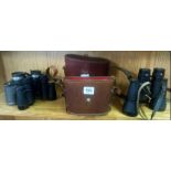3 PAIRS OF BINOCULARS - 1 CHINON COUNTRYMAN 7 X 35 NO CASE, ZENITH 8 X 30 IN CASE, PAIR OF ENBEECO