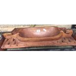 2 WOODEN BODIED BISCUIT BARRELS & ETHNIC BOAT SHAPED CARVED WOODEN SERVING BOWL