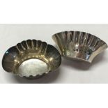 2 SILVER FLUTED SALTS - B'HAM 1885 BY W.A