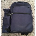 BLUE CANVAS BACKPACK PICNIC HAMPER WITH PART CONTENTS