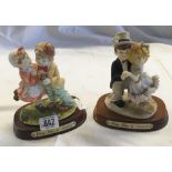 2 FIGURES ON PLAQUES BY LEONARDO YOUNG LOVE & PARTY TIME