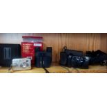 PAIR OF SUNAGOR ZOOM BINOCULARS & 2 POCKET CAMERAS RICHO & A FINE PIX A370