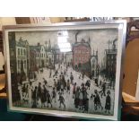 FRAMED LOWRY PRINT OF A VILLAGE SQUARE