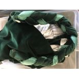 BRAND NEW PAIR OF LONG LINED DARK GREEN CURTAINS WITH TIE BACKS
