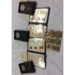 3 FESTIVAL OF BRITAIN CROWNS, 2 BRITAIN'S FIRST DECIMAL COINS WALLET, 1 1953 CORONATION UNCIRCULATED