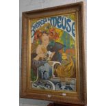 GILT FRAMED OIL PAINTING OF A FRENCH BREWERY ADVERTISING SIGN