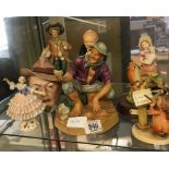 SHELF OF FIGURINES INCL; CHURCHILL WITH CIGAR A/F, A ROYAL DOULTON THE BEACH COMBER HN2487 & OTHER