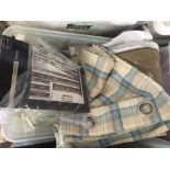 CARTON OF VARIOUS BRAND NEW LINED CURTAINS & QUILTED MATERIAL