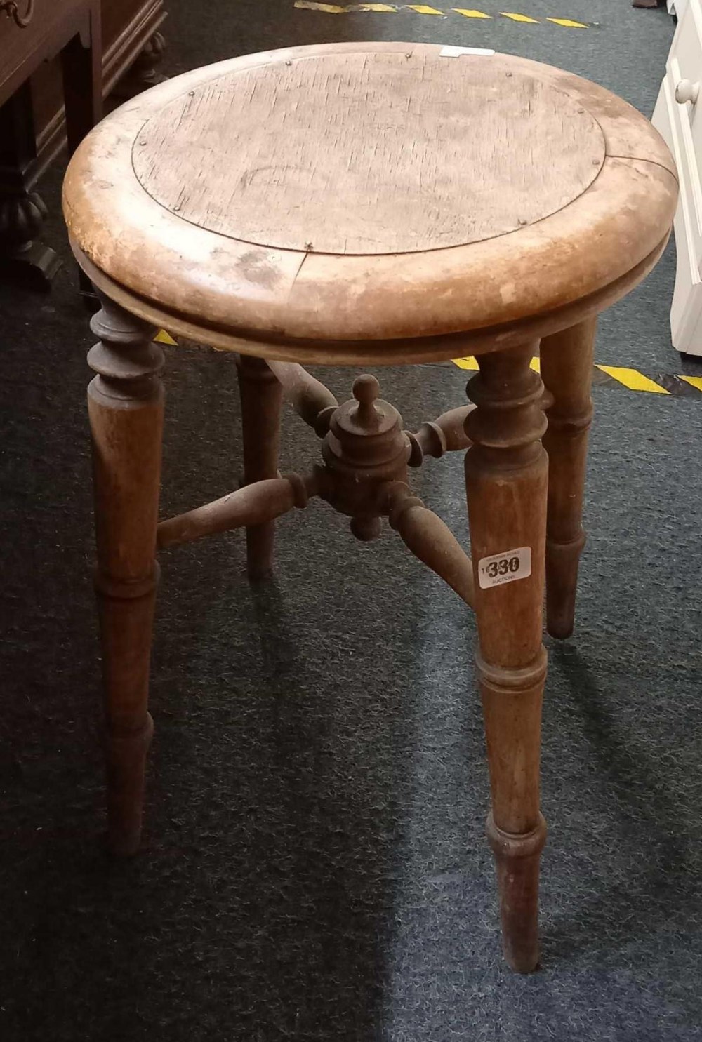 ANTIQUE CARVED MILKING STOOL