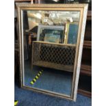 LARGE MODERN GILT FRAMED BEVELLED EDGE RECTANGULAR MIRROR, 3ft X 2ft