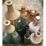 2 CARTONS OF VARIOUS VINTAGE GLASS & POTTERY BOTTLES