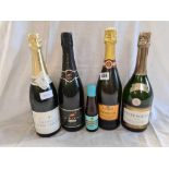 4 BOTTLES OF SPARKLING WINE INCL; CHAMPAGNE & BABYCHAM MINIATURE