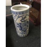 A BLUE & WHITE CHINA STICK STAND