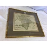 GOOD ANTIQUE HAND COLOURED MAP OF DEVONSHIRE TOGETHER WITH LATER MAP OF SUSSEX WITH PRESENTATION